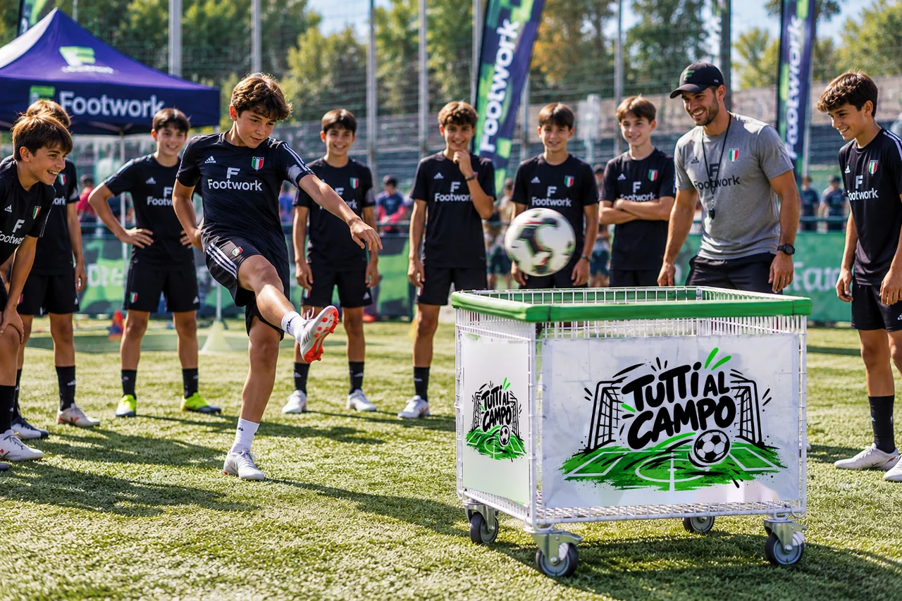 La sfida del cestone durante un evento a tema calcio