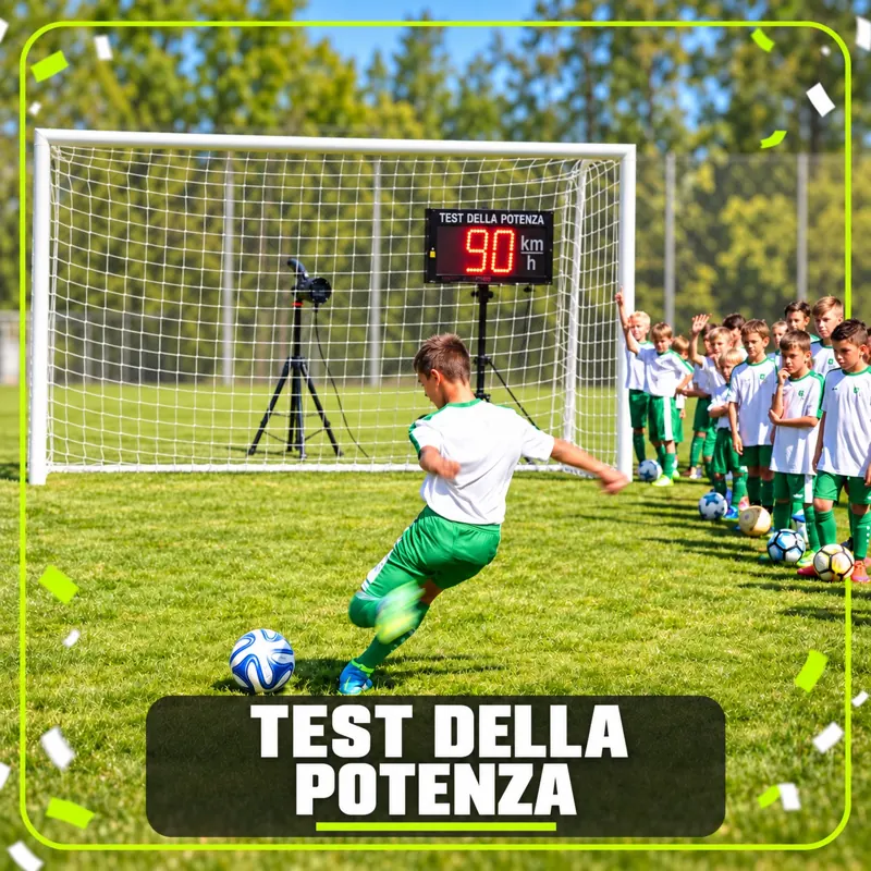 Test della potenza: tiro verso la porta con sensore e display