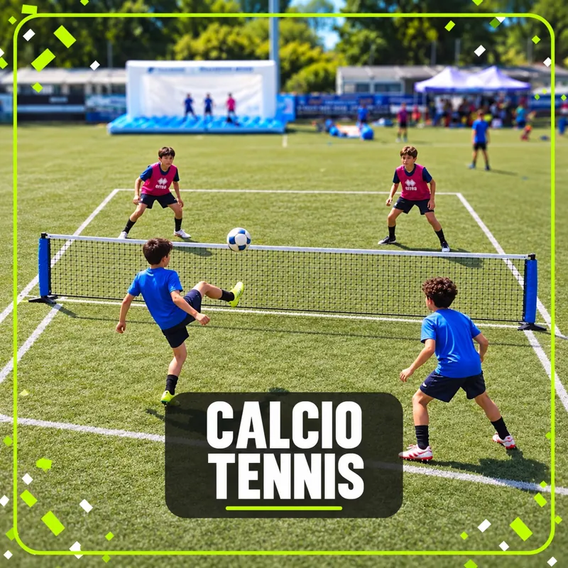 Calcio tennis con quattro giocatori e rete bassa